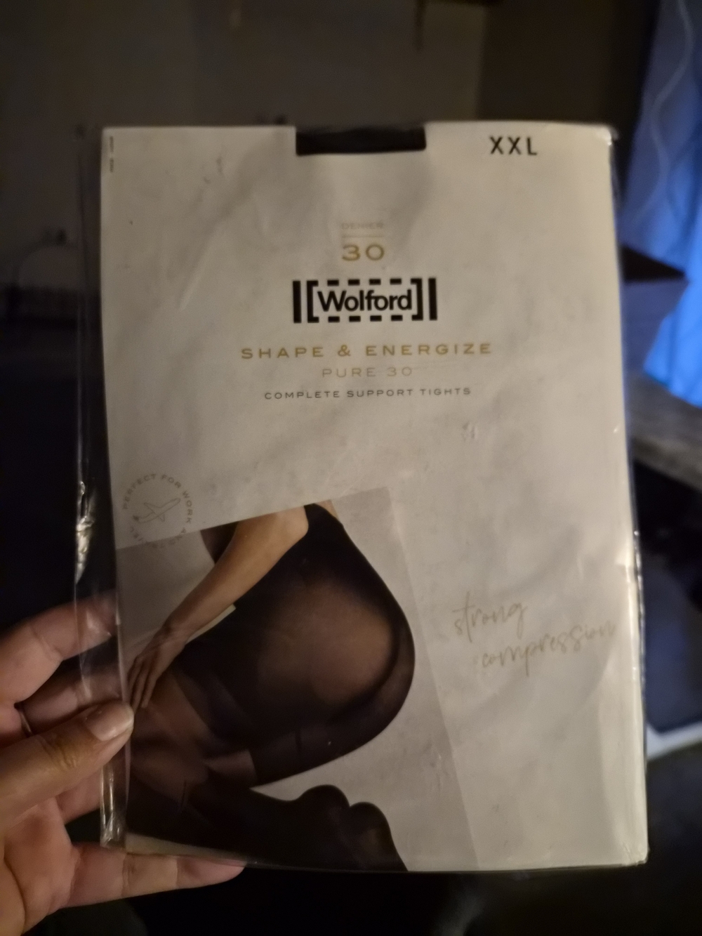 Wolford Shape & Energize Pure 30 Complete Support Tights XXL Admiral Blue